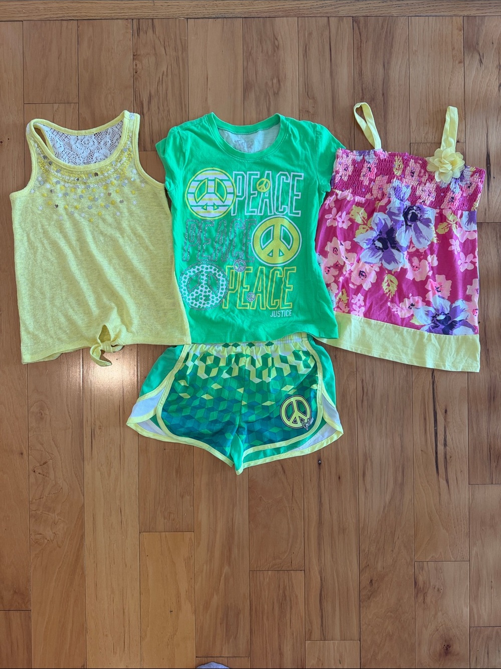 Lot of Girls size 10 clothes Justice 3 shirts 1 pair of shorts